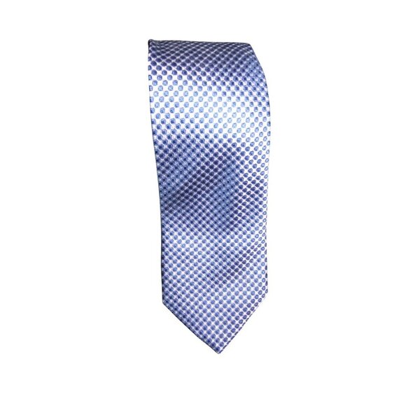 YSL Yves Saint Laurent Pour Homme Navy & White Dotted Italian Silk Tie Worn Twic - Picture 5 of 6